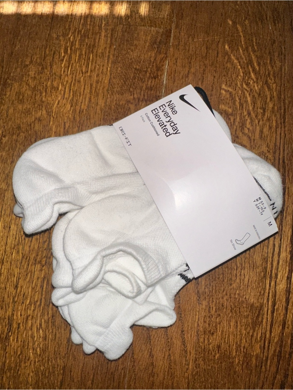 Nike Everyday Cushioned Crew Socks Dri-Fit No Show - White (5-Pack) NEW